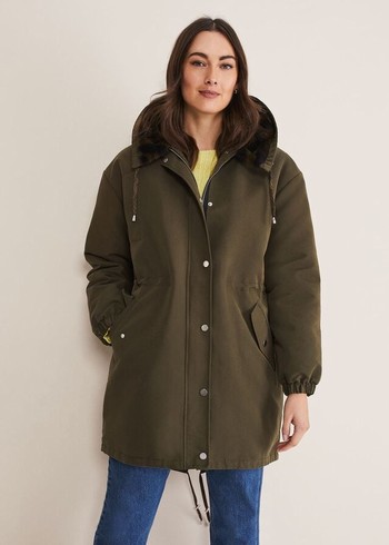 Phase Eight Clara Shower Proof Coats Olive USA | 1064725-DH